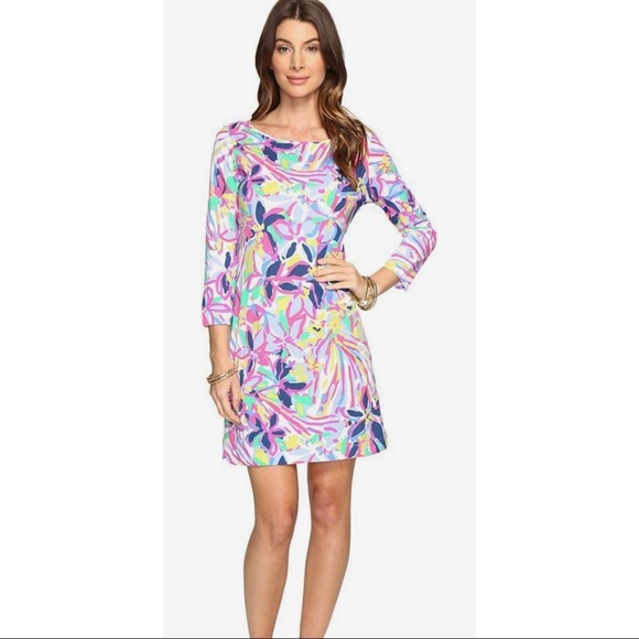 NWOT Lilly Pulitzer Marlowe Multi Havin A Blast 3/4 Mid Sleeve Tunic top Dress - Picture 1 of 7